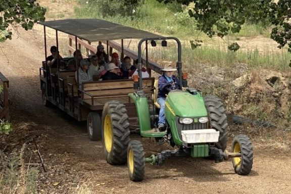 a tractor in a dirt field